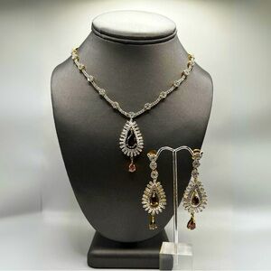 Gold Plated Tear Drop Style Luxury Jewelry Set Brown